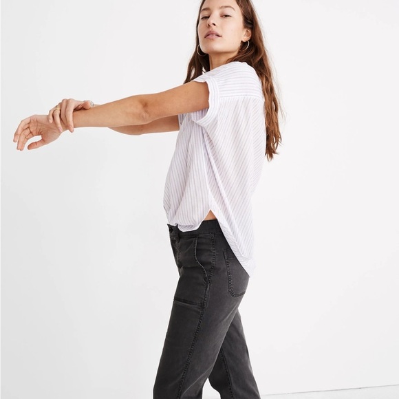 Madewell Central Shirt in Lavender Stripe Size XS - Picture 1 of 9